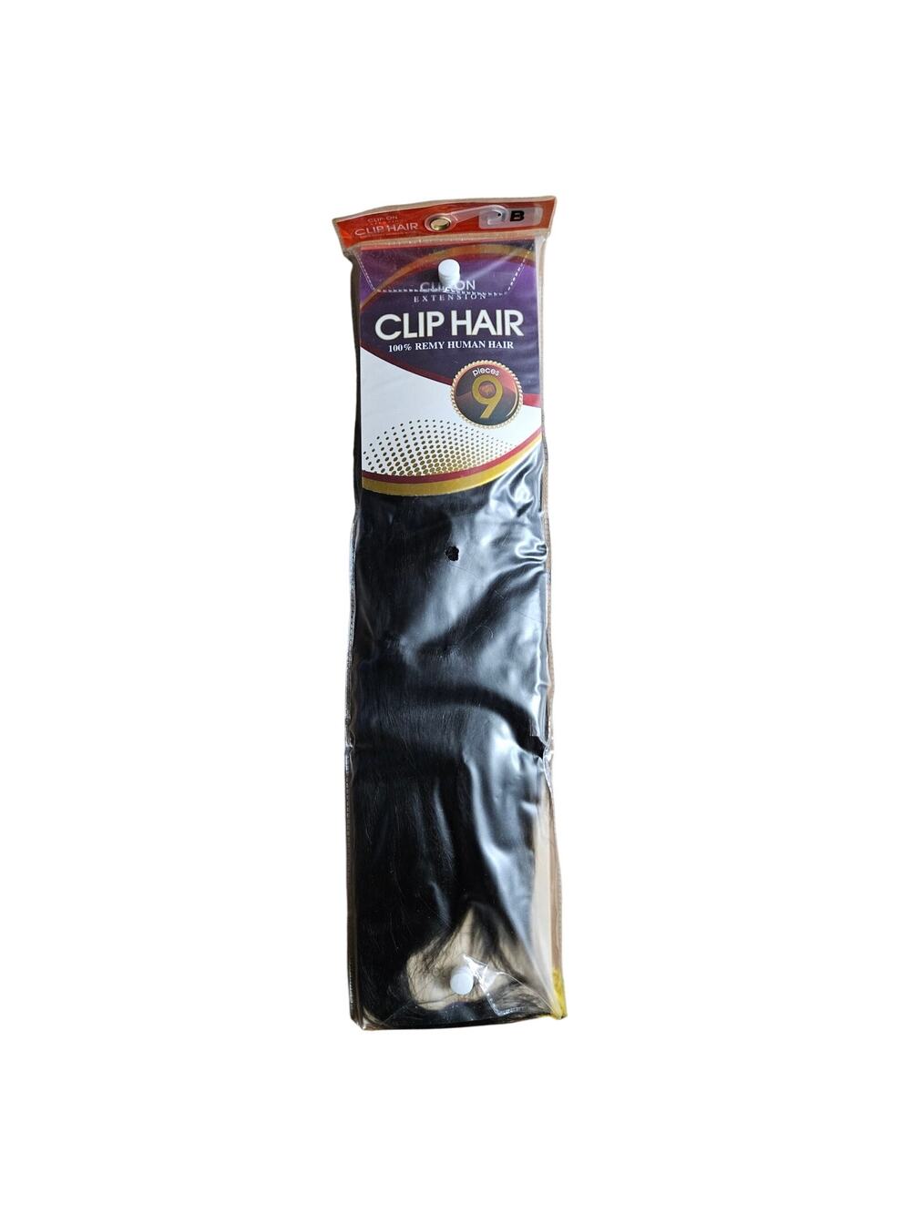 Clip Hair 100% Remy Human Hair Clip-On Extensions 9pc Color 1B Black